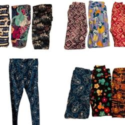 Disney Lularoe Leggings Pants One Size Mickey Mouse Minnie Kermit Villians Stretch Multicolors Over 30 8 Each 