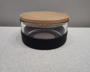 Reddy Glass Dog Treat Container with Bamboo Lid