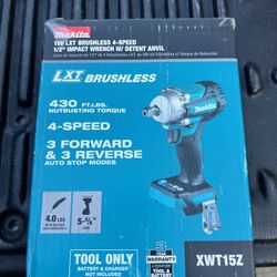 BRAND NEW Makita 18V LXT Brushless Cordless 4-Speed 1/2” Impact Wrench with Detent Anvil (Tool Only)