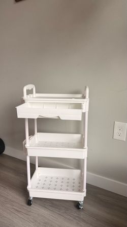 Utility cart organizer, White 3-Tier Rolling Storage Cart