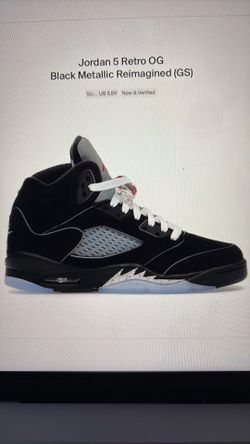 Jordan 5 retro og black metallic reimagined 5.5y