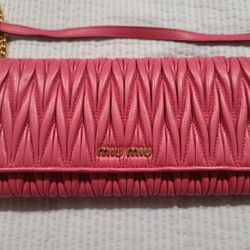 Miu Miu Matelassé Leather Wallet On Chain