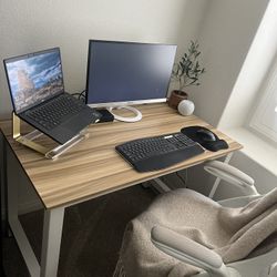 Home Office Desk Chair and Monitors