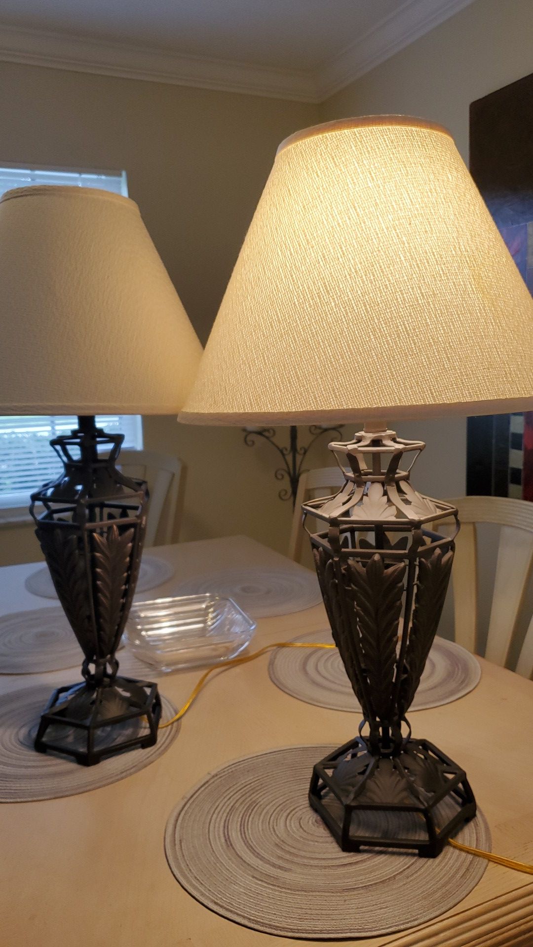 Two Metal Side Table Lamps
