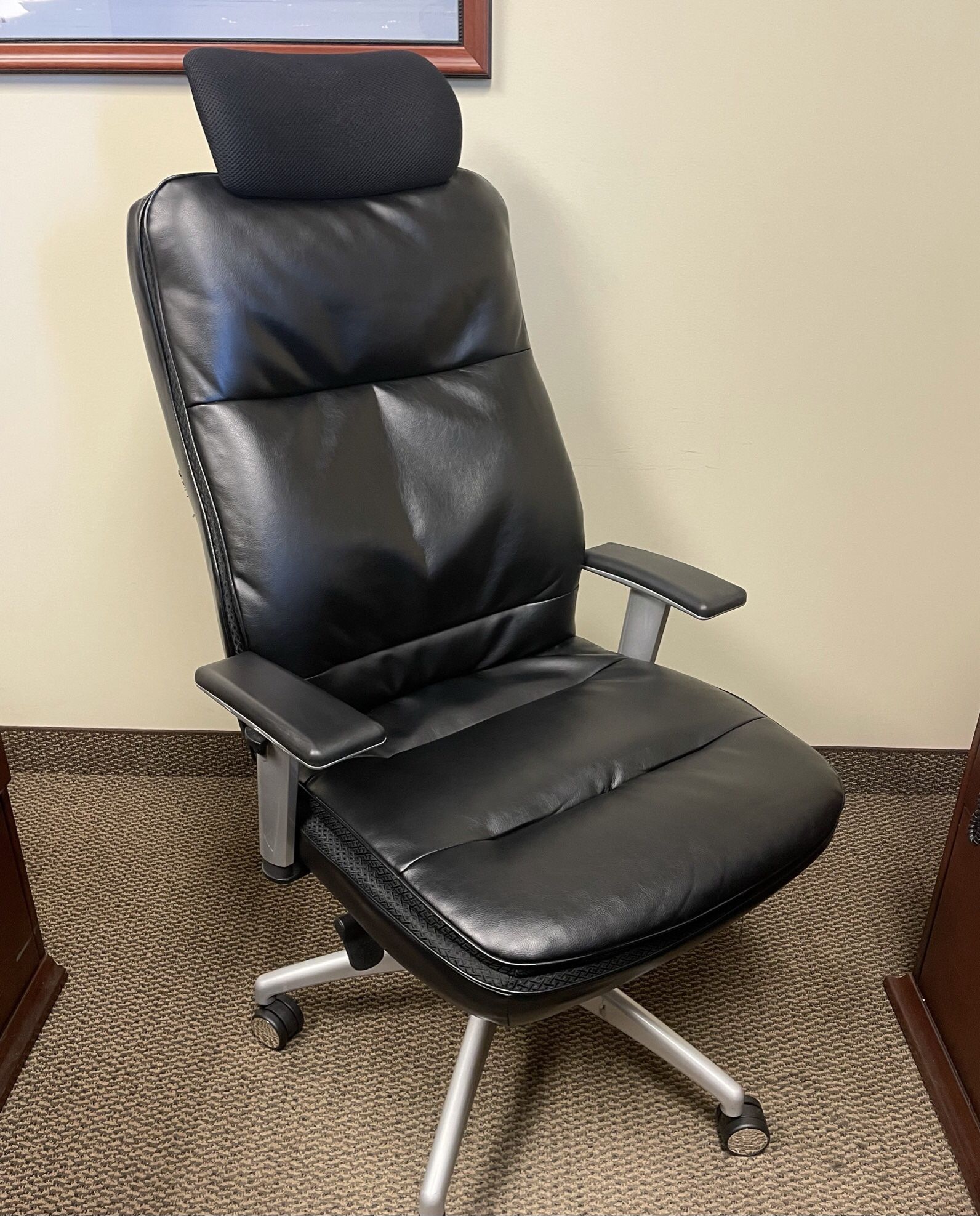 Beautyrest Platinum Abbot Faux Leather Task Chair w Custom installed adjustable Headrest Furniture
