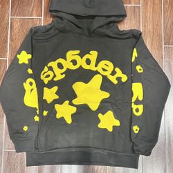 Black/Yellow Sp5der Beluga Hoodie - Size Small