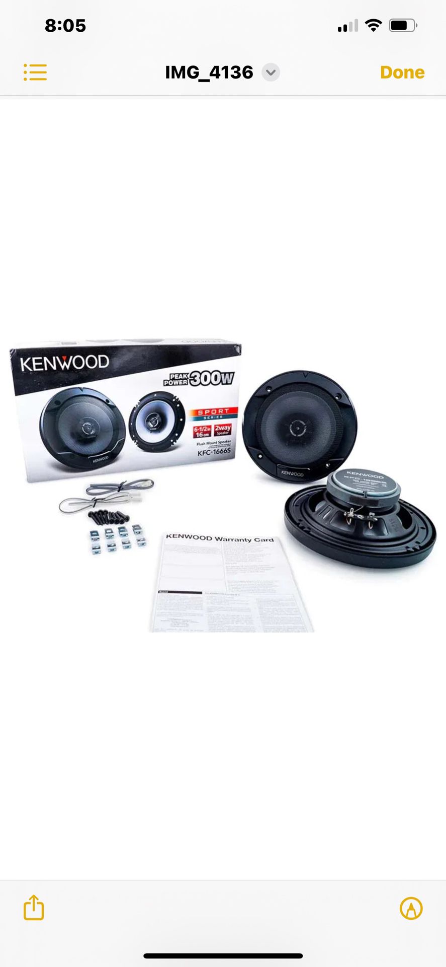 6 1/2” speakers Kenwood Flush Mount KFC-1666S 300 Watts 6.5" 2-Way Car Audio Speakers 6-1/2"