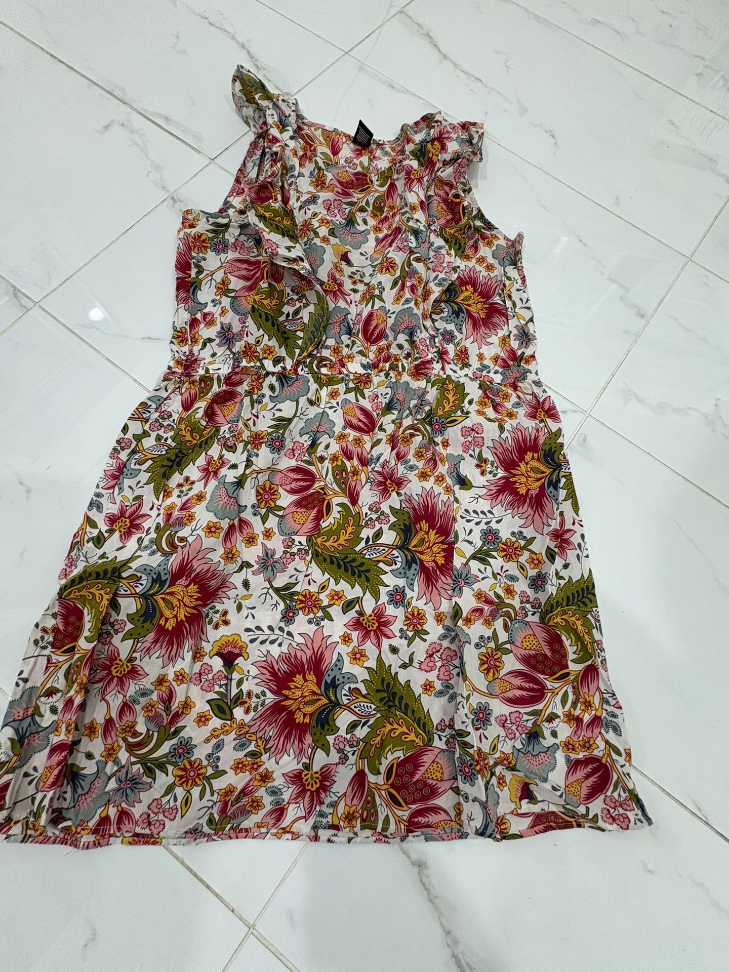 City Streets Floral Cotton Dress - Pink and Yellow