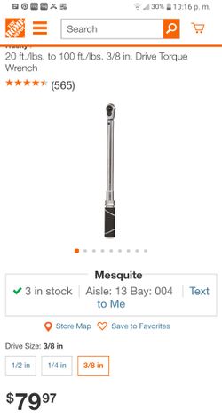 Husky 3/8 in drive TORQUE WRENCH 20-100lbs