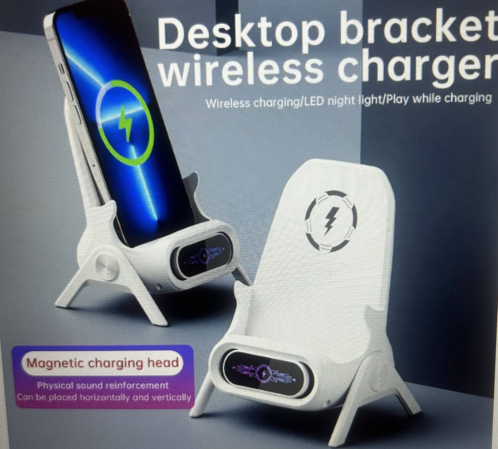 mini Chair Wireless Charger 2024 New Portable 3 In 1 Wireless Charger Station Phone Stand 15w Fast Charger With Speaker Function For All Phones
