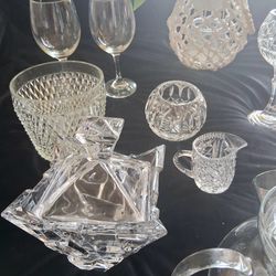 Glass wear /tea pot & cups/ decorative crystal