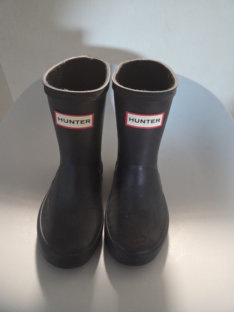 Hunter Kids First Classic Rain Boots Black Sz 7 Boys 8 Girls