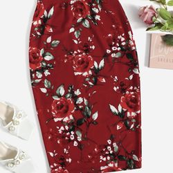 Classy Floral Print Pencil Skirt *NEW*