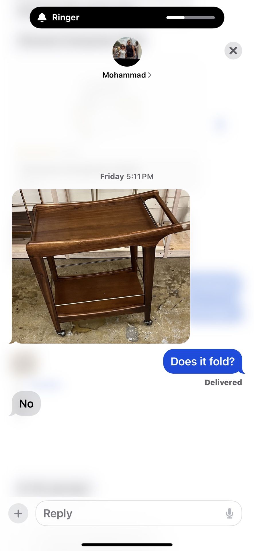 Wooden Two Tier Serving Cart.