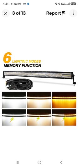 50"Inch Curved LED Light Bar Amber & White Offroad