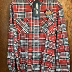 Harley Davidson 120th Anniversary Plaid Button Up Shirt Red Men’s Size XL New