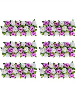 Artificial Flowers Wedding ARCH  GARLAND  Decorations Fake Flowers 6  Pcs LAVANDER PURPLE & Cream White Silk Floral Arrangement  Table Runner