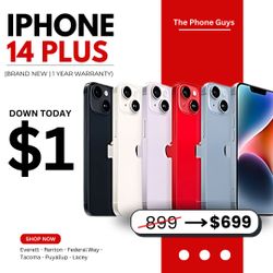 🚀 Great Deals - Apple  iPhone 14 Plus – $5 Down Available+ No Credit Needed!