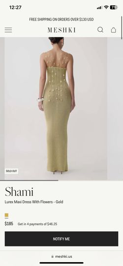 Meshki Gold Maxi Dress New XS