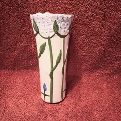 Vintage Portuguese Ceramic Vase with Floral Designs | 6.5"