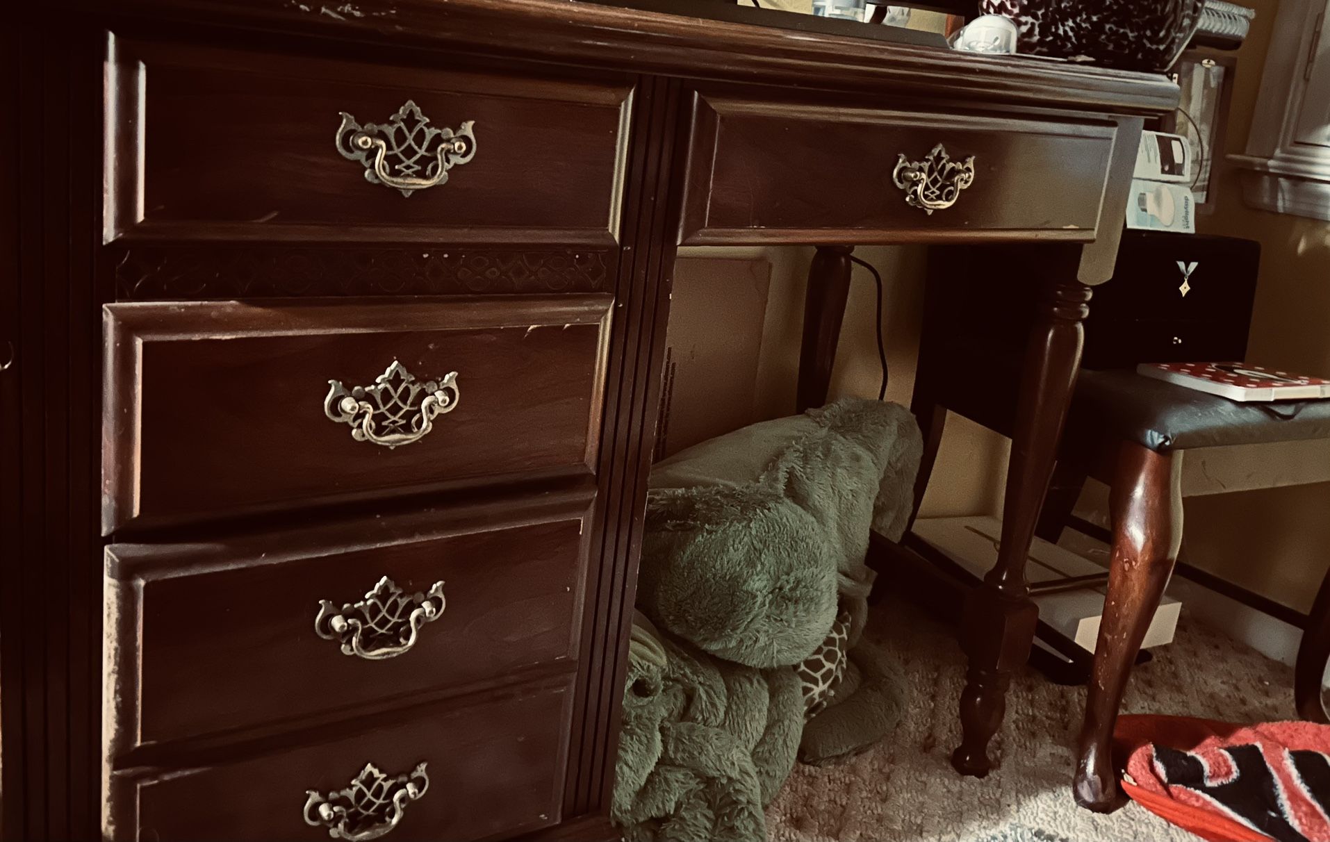 Beautiful Solid Wood Cherry Desk And Matching Chair
