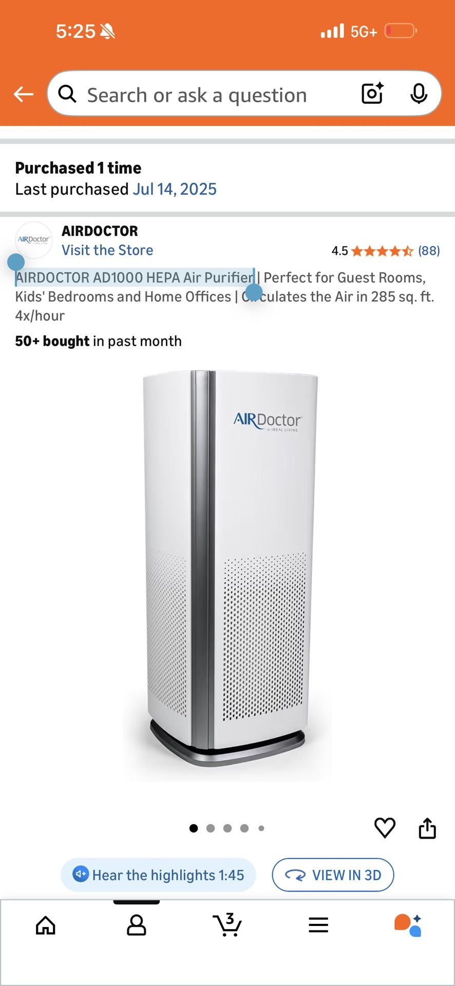 AIRDOCTOR AD1000 HEPA Air Purifier