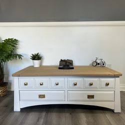 Solid wood coffee table top lift  Two drawers