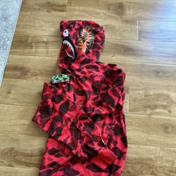 BAPE Red Camo Shark Hoodie 