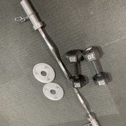 20lb Dumbbells & Curl Bar (with 10lbs)