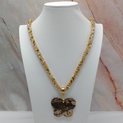 Handmade Jasper Butterfly Spiral Bead Crochet Necklace