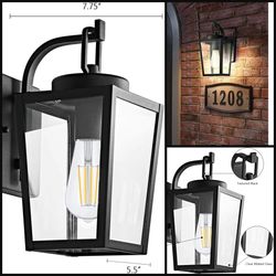 Outdoor Wall Lantern Lamp 1 Light Exterior Classic Sconce Lights Fixture in Textured Black 