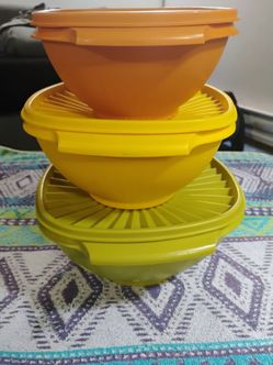 Vintage 70s Tupperware Wonderlier Nesting Bowls 🥣 Retro Harvest Set of 3