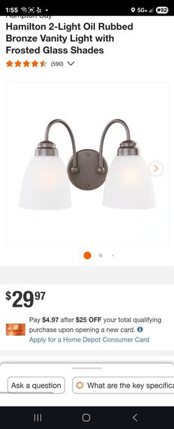 Hamilton 2-Light Oil Rubbed Bronze Vanity Light with Frosted Glass Shades