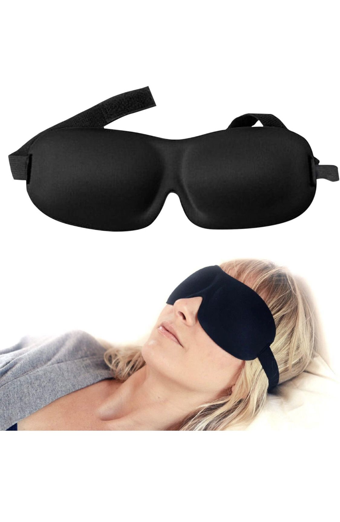 #1 Rated Patented Sleep Mask - Premium Quality Eye Mask with Contoured Shape by Nidra- Ultra Lightweight & Comfortable - Adjustable Head Strap to Fit