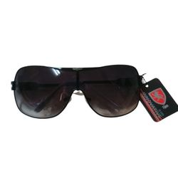 Unisex Khan Wrap Around One Piece Aviator Sunglasses White Black
