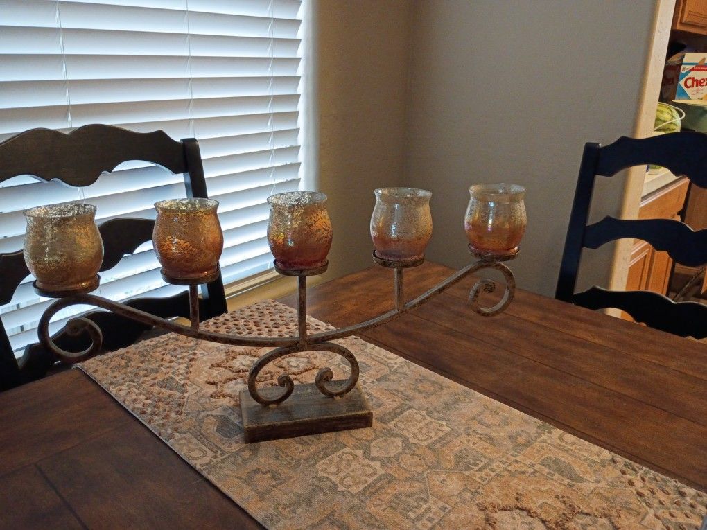 Metal and Glass Candle Holder