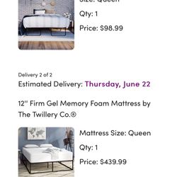 Queen Mattress And frames 