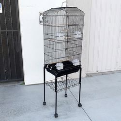 (Brand New) $55 Bird Cage 60” Tall Standing Parrot Parakeet with Rolling Stand 18x14x60 Inches 