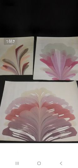John Genuard Signed Abstract Floral Art Set of 3 Large Original Works on Paper