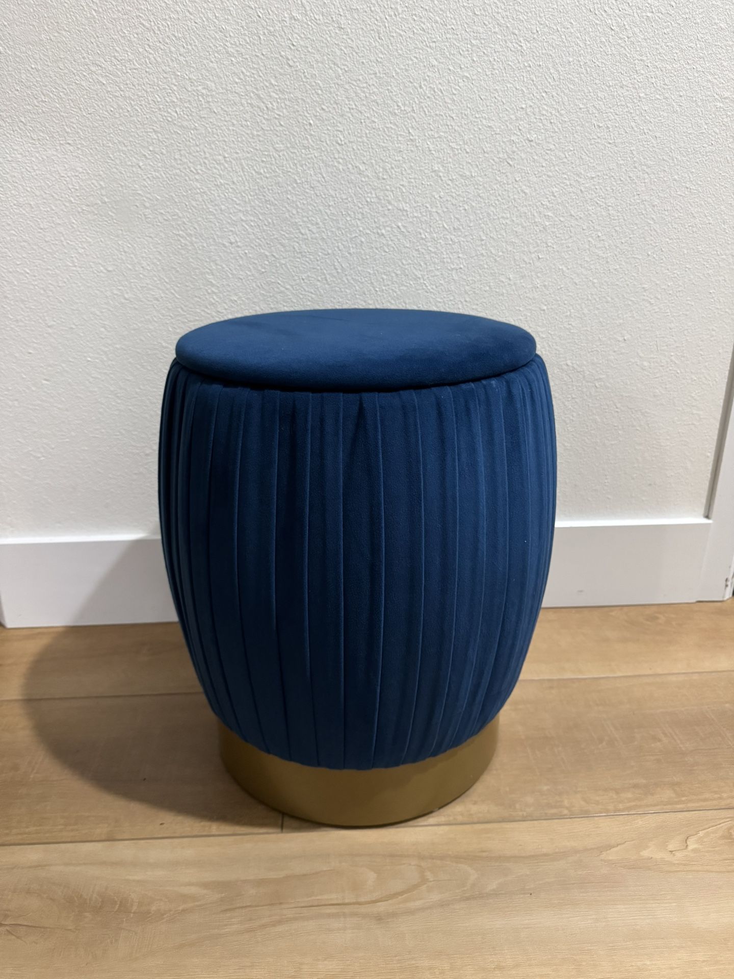 Blue Velvet Ottoman
