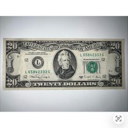 1988 $20 San Francisco Banknote Bill