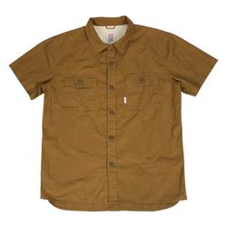 Topo Designs Field Shirt Mens Medium M Tan Button Up Short Sleeve Outdoor Hiking