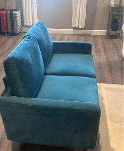 Velvet Loveseat with Square Arms