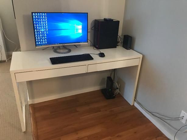 White Wood Desk Micke IKEA