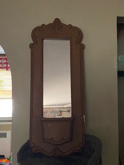 Vintage Ornate Wall Mirror Brown Frame