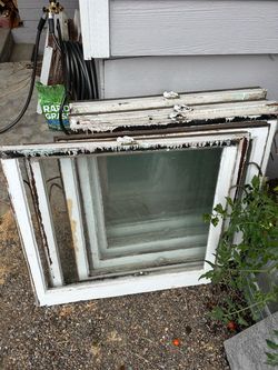 Old Wood Frame Window Panes and Glass