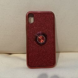 iPhone X Red, Sparkly, Diamond Phone Case With Ring To Hold And Prop