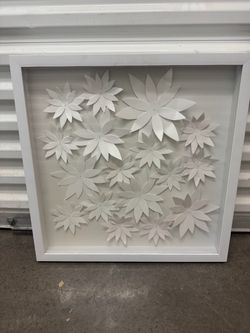 White 3D Floral Wall Art in Frame
