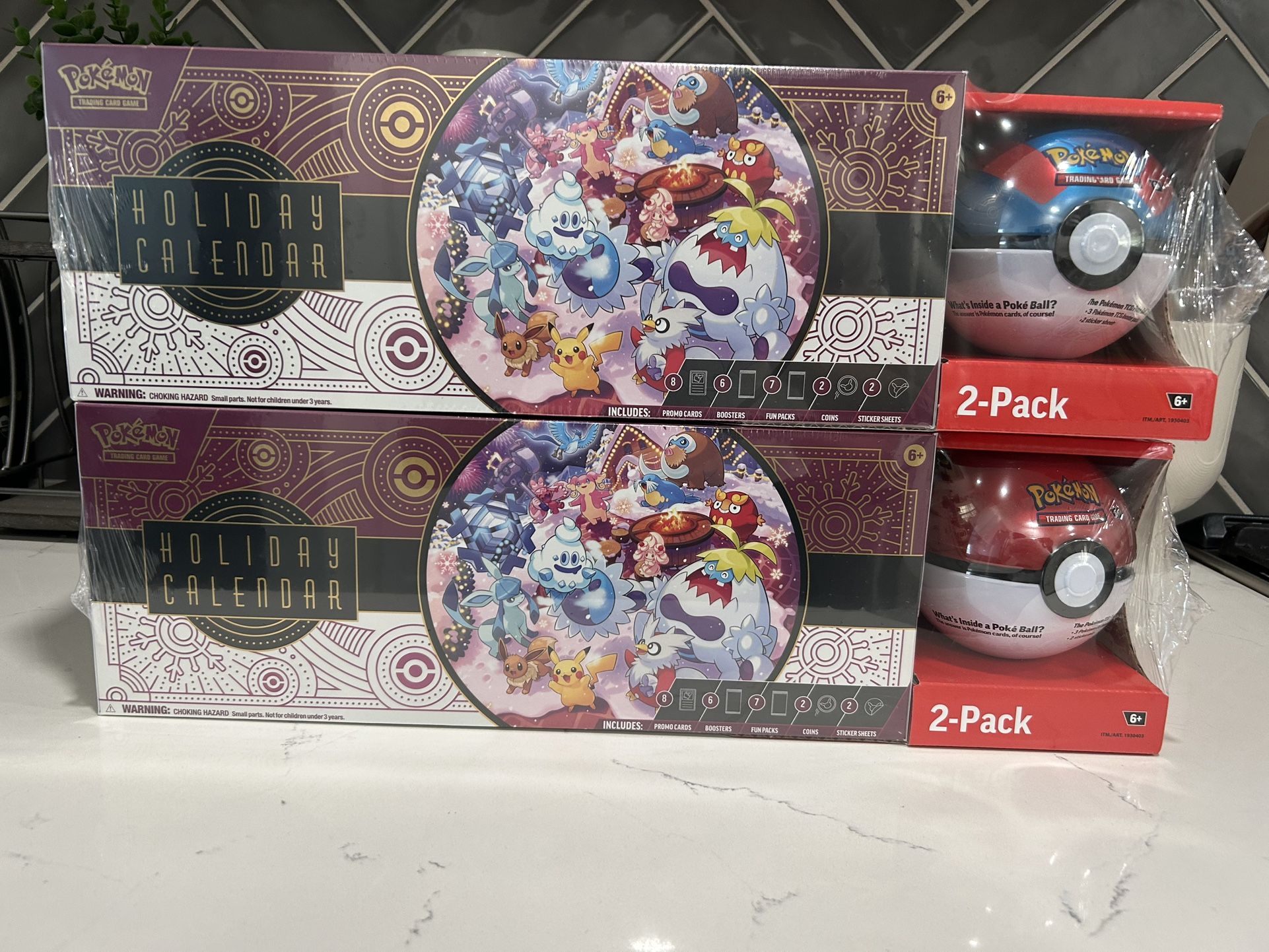 🔥 Pokémon TCG Holiday Calendar + Poké Ball Tin Bundle 🔥 (Brand New)