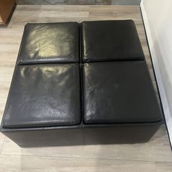 Leather 4 compartment brown  ottoman